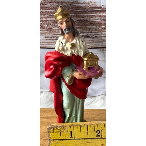 1960s Italian Hand Painted Paper Mache Wise Man Nativity Figurine - Picture 7 of 7